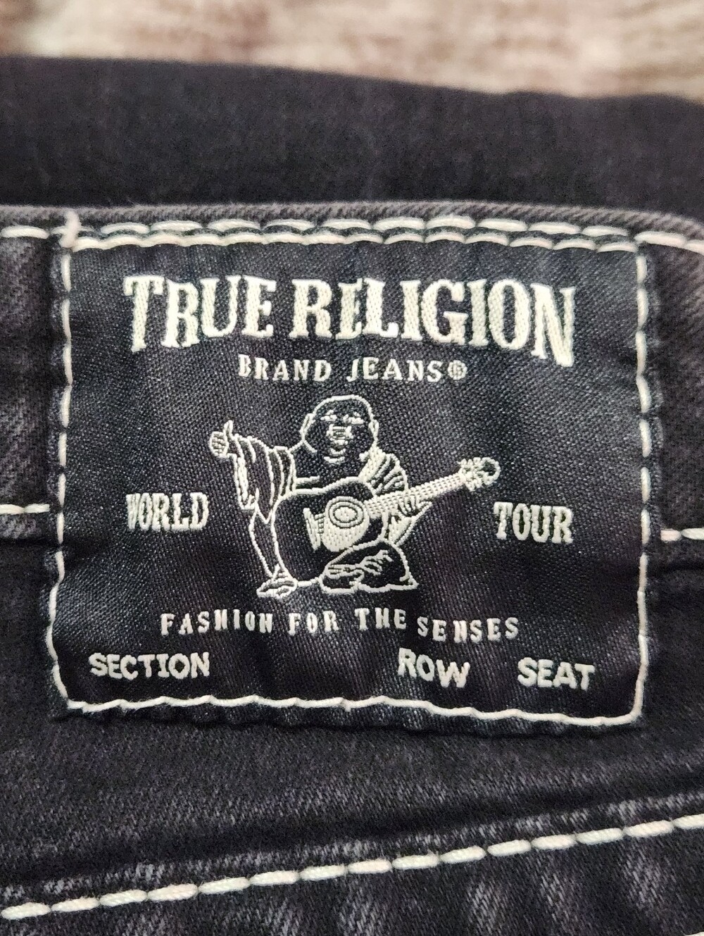 True Religion Becca Mid Rise Bootcut Big T Black Distressed Contrast Stitch Jean - Picture 12 of 14